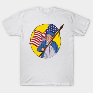 American Patriot Holding American Flag T-Shirt